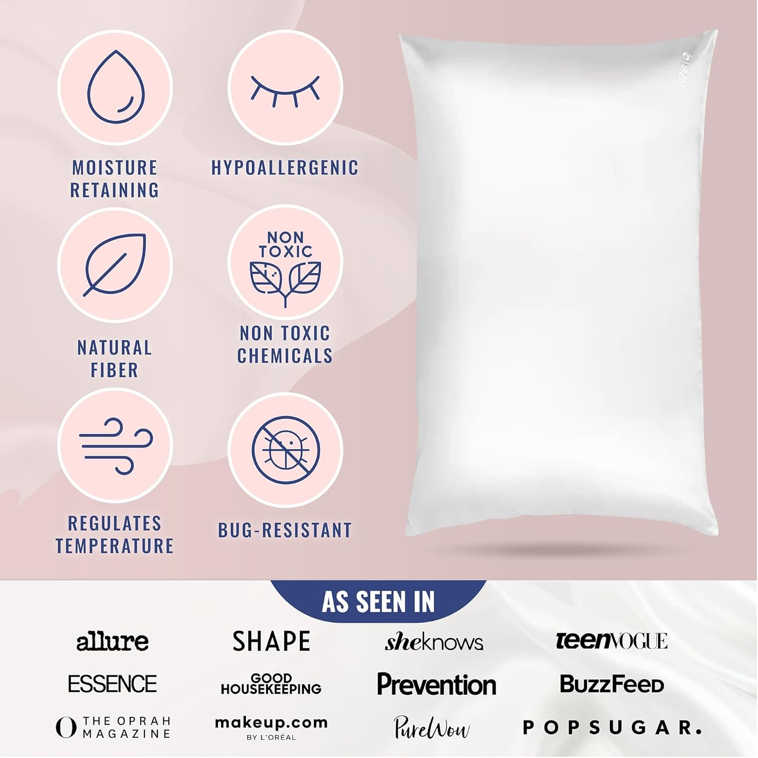 Blissy™ 100% Mulberry Silk Pillowcase | Luxury Beauty Sleep Essential